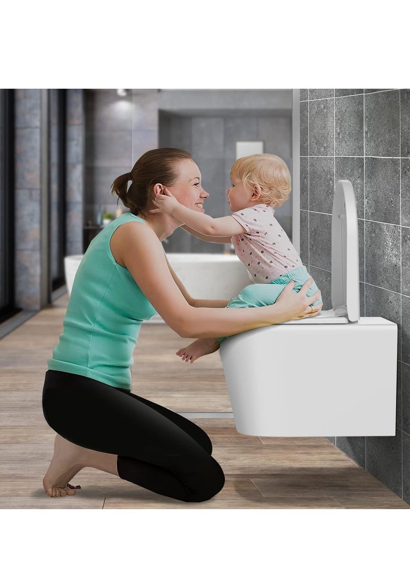 SYOSI - 2-in-1 Elongated Toilet Seat, Family Toilet Seat with Child Seat Built-in, Training Toilet Seat for Toddlers, Soft Close& Quick Release Function, for Adult and Child - Image 1
