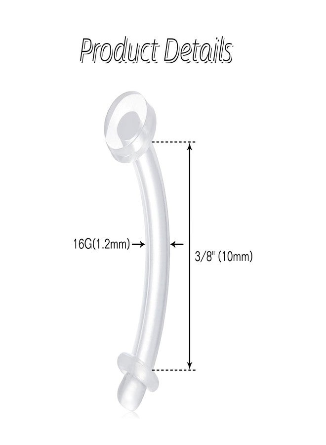 FECTAS 16G Clear Flexible Plastic Daith Rook Earrings Eyebrow Rings Curved Barbells Belly Piercing Retainers 15PCS - Image 2