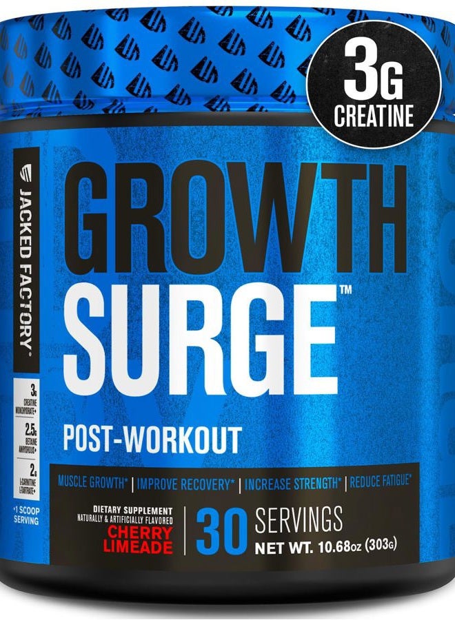 Jacked Factory Growth Surge Creatine Post Workout w/L-Carnitine - Daily Muscle Builder & Recovery Supplement with Creatine Monohydrate, Betaine, L-Carnitine L-Tartrate - 30 Servings, Cherry Limeade  - Image 1