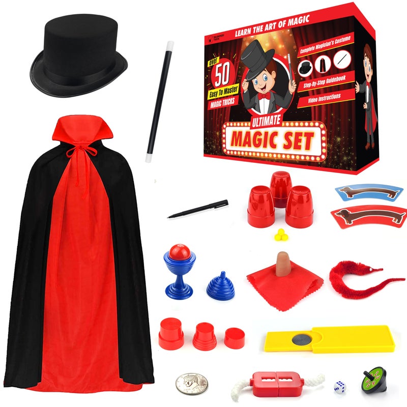 BLOONSY Magic Kit for Kids Magic Tricks Set for Kids Age 6 8 10 12 Magician Costume for Pretend Play with Easy to Follow Guide and Video Instructions Included - Image 3