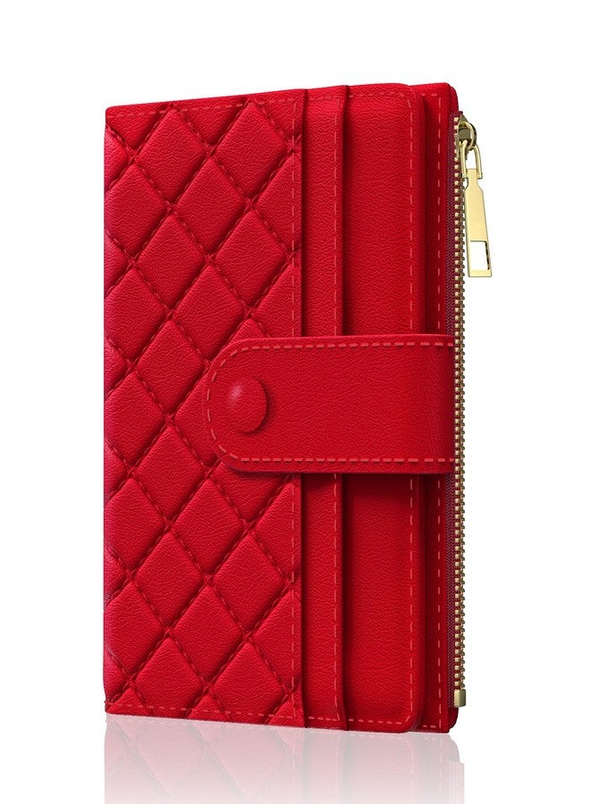 Aiawoxc Womens Wallet, RFID Small Wallets for Women, Slim Compact Credit Card Holder, Leather Ladies Purse with Coin Pocket, Red - Image 1