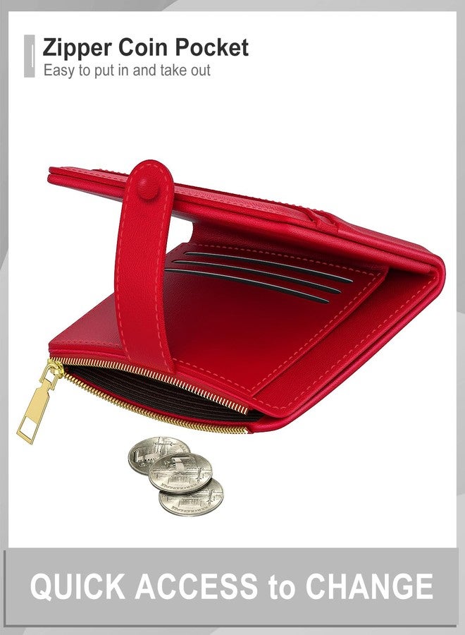 Aiawoxc Womens Wallet, RFID Small Wallets for Women, Slim Compact Credit Card Holder, Leather Ladies Purse with Coin Pocket, Red - Image 5