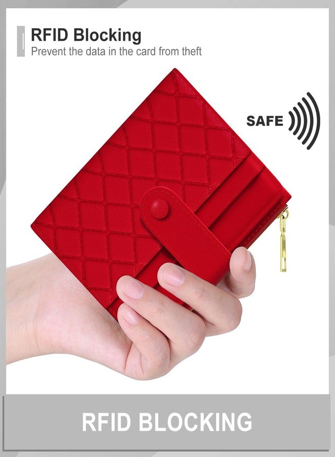 Aiawoxc Womens Wallet, RFID Small Wallets for Women, Slim Compact Credit Card Holder, Leather Ladies Purse with Coin Pocket, Red - Image 4