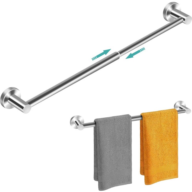 MGahyi Towel Racks for Bathroom-Adjustable Towel Holder(13.18inch-24inch) Sturdy and Rustproof Towel Bar Wall Mounted, Single Towel Bar Rod for Bathroom Accessories(1Pack,Silver) - Image 1
