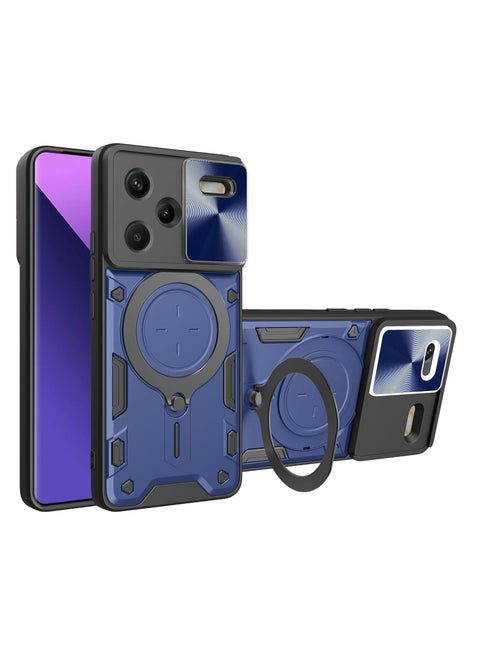Xiaomi Redmi Note 13 Pro Plus 5G Green Mobile Phone Case Cover, Slide Camera Lens Cover, 360°Rotating Kickstand Ring, Bumper Shockproof Phone Case，Compatible with Car Magnetic Mount