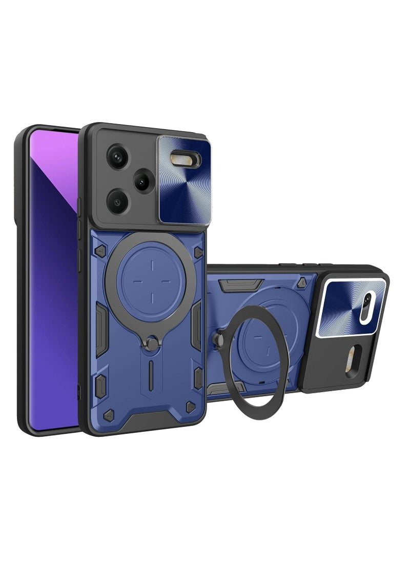 Xiaomi Redmi Note 13 Pro Plus 5G Green Mobile Phone Case Cover, Slide Camera Lens Cover, 360°Rotating Kickstand Ring, Bumper Shockproof Phone Case，Compatible with Car Magnetic Mount