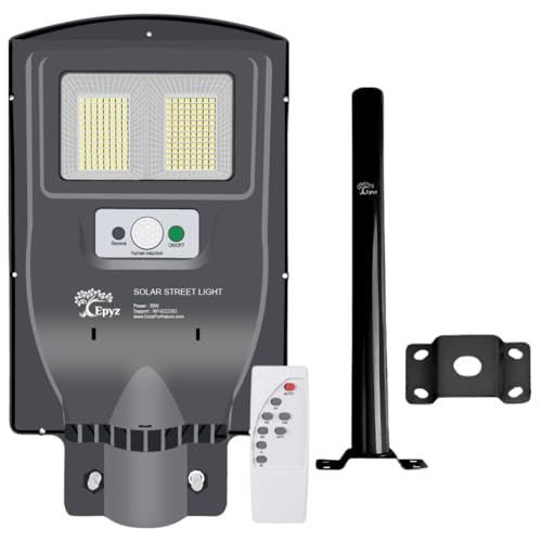 Epyz 30 Watt Solar Street Light Outdoor Waterproof with Motion Sensor with Mounting Pole for Garden, Street, Lawn, Patios and Pathways [ 208LED, Pack of 1, Cold White Light ] - Image 1