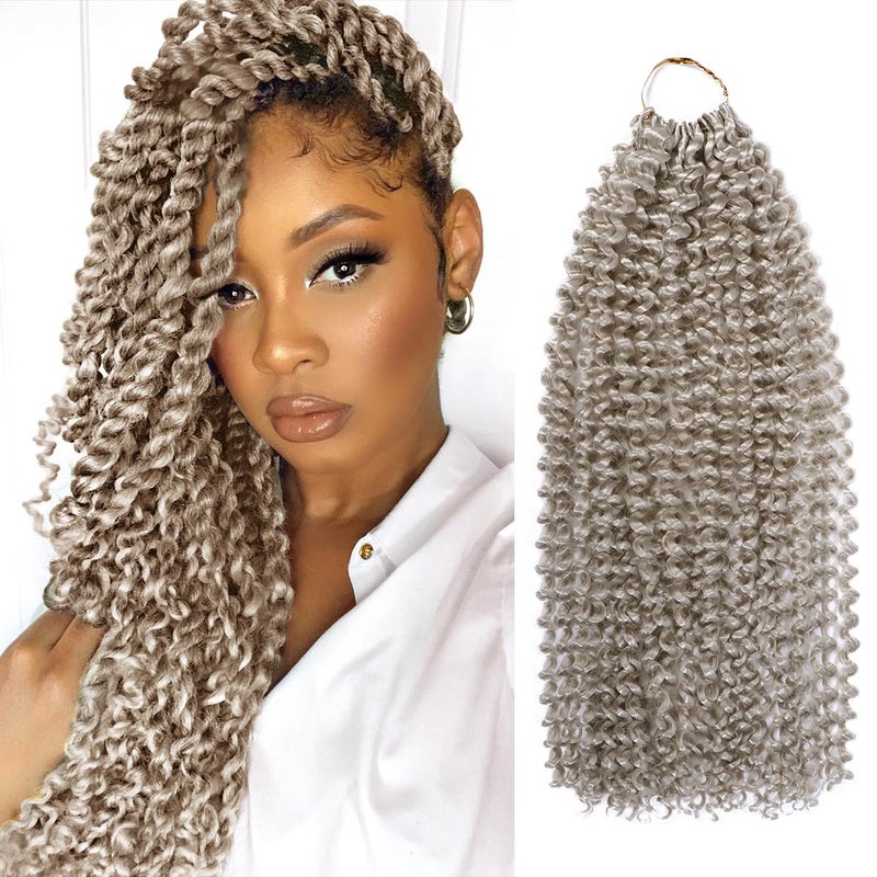 AUTHENTIC Water Wave Crochet Braids Hair 22 Inch 8 Packs Synthetic Extensions for Passion Twists Butterfly Locs and Bohemian Styles Grey