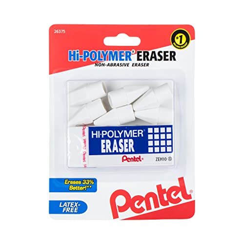 Pentel HI-Polymer Eraser Combo Pack, 6 Caps, 1 Large (ZEH0210BP7) - Image 1
