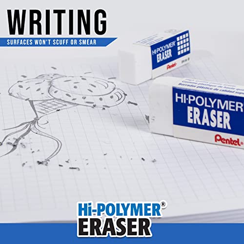 Pentel HI-Polymer Eraser Combo Pack, 6 Caps, 1 Large (ZEH0210BP7) - Image 4