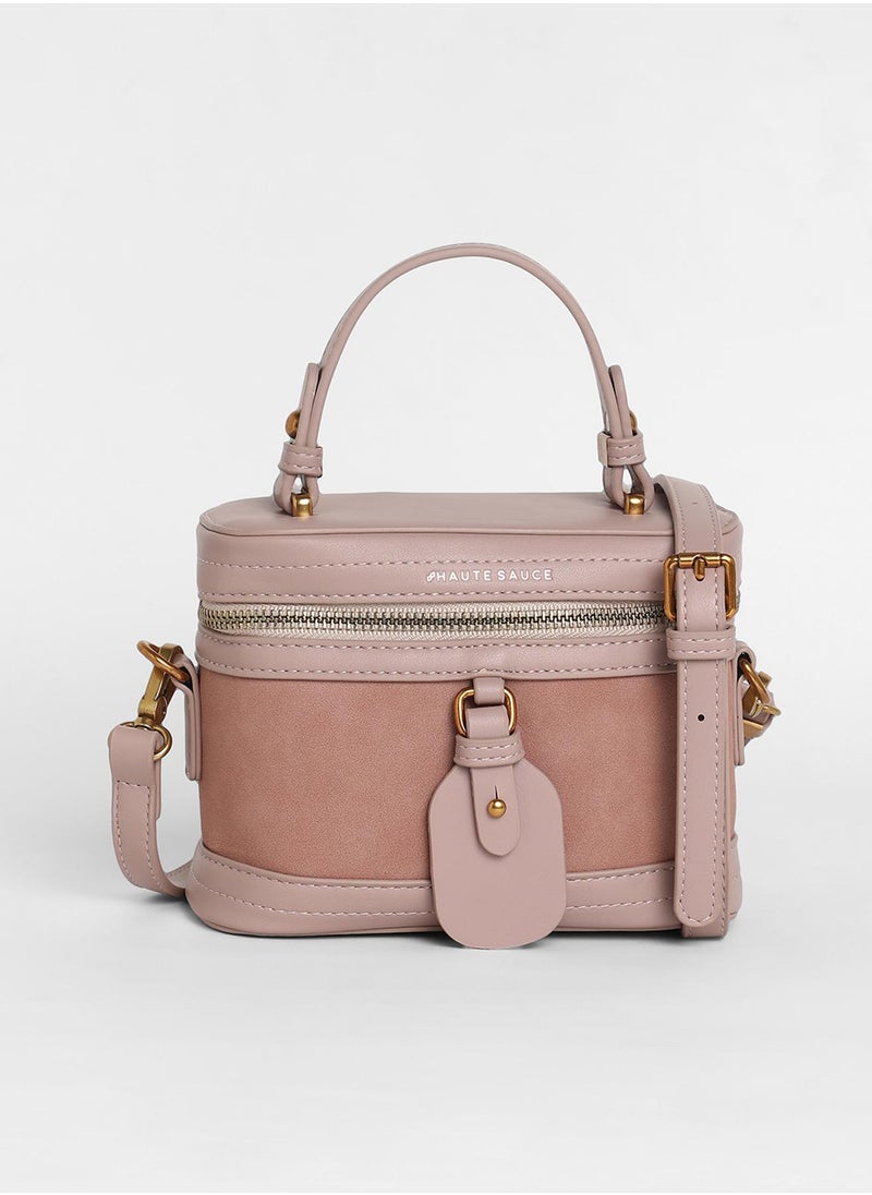 Haute Sauce - Women's The Velvet Oval Bucket Bag - Nude Pink - Image 1
