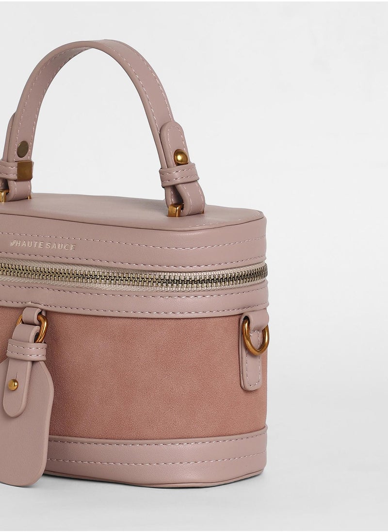 Haute Sauce - Women's The Velvet Oval Bucket Bag - Nude Pink - Image 1