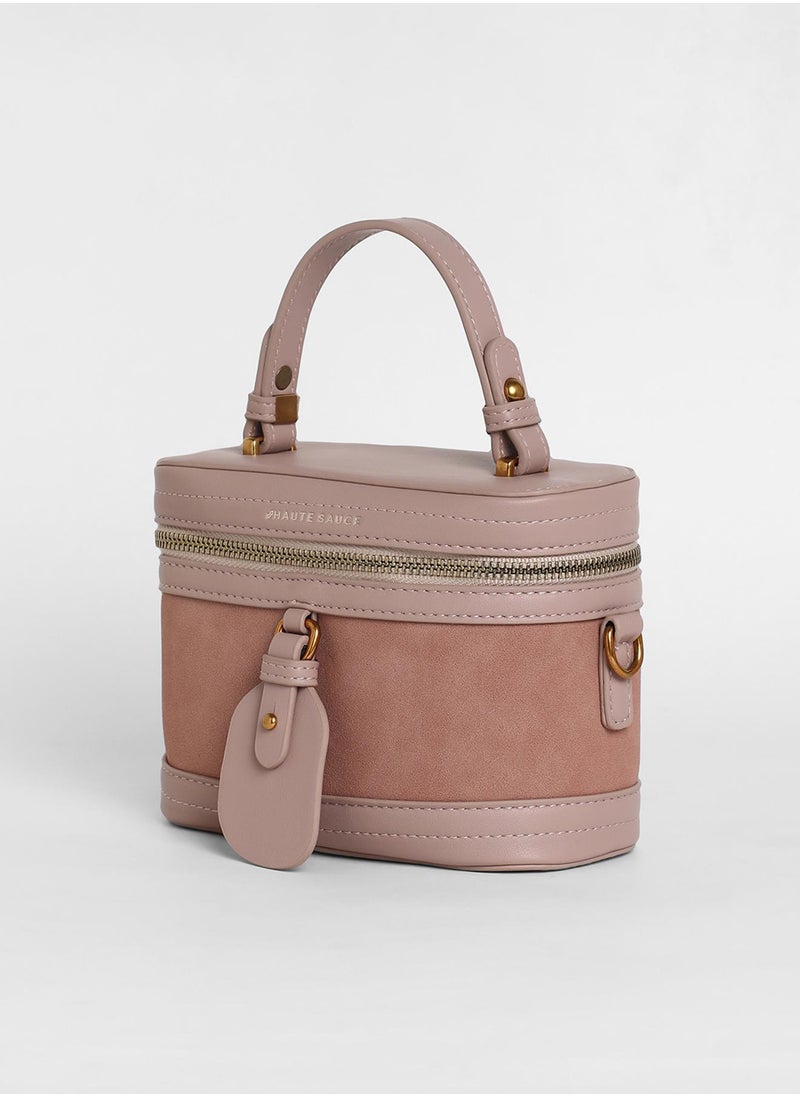 Haute Sauce - Women's The Velvet Oval Bucket Bag - Nude Pink - Image 1