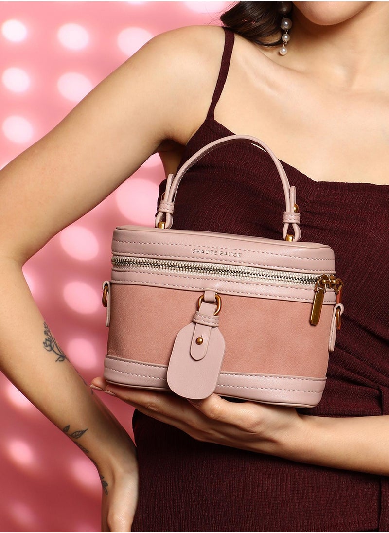Haute Sauce - Women's The Velvet Oval Bucket Bag - Nude Pink - Image 1