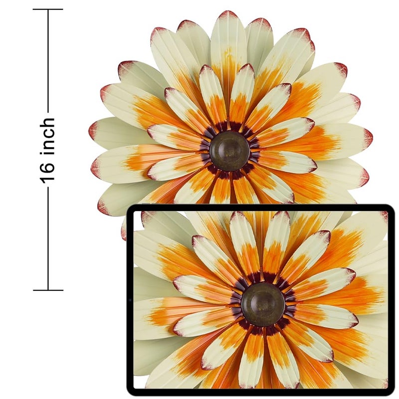 YEAHOME Metal Flower Wall Decor, 16" Wall Art Hanging Decorations for Home Bathroom, Bedroom, Living Room, Office, Boho Art, Indoor Outdoor Decorations Patio Garden Decor - Image 4