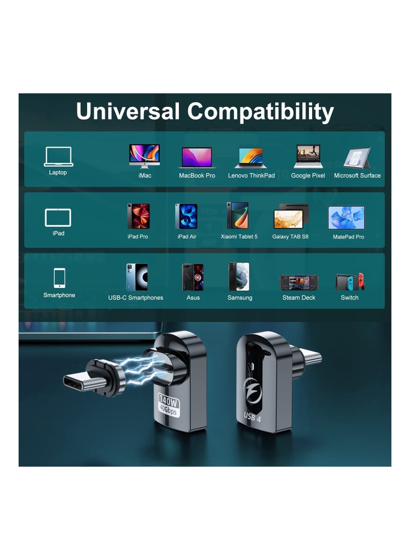 SYOSI 2PCS USB C Magnetic Adapter, Magnetic USB C Adapter USB4 Magnetic Adapter 24 Pins 40Gbps 8K 60Hz Adapter PD 140W Charge for Thunderbolt 3/4, MacBook Pro/Air, Swtich and More Type C Devices  - Image 2