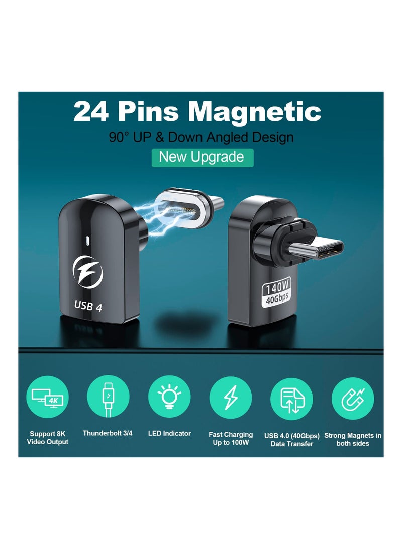 SYOSI 2PCS USB C Magnetic Adapter, Magnetic USB C Adapter USB4 Magnetic Adapter 24 Pins 40Gbps 8K 60Hz Adapter PD 140W Charge for Thunderbolt 3/4, MacBook Pro/Air, Swtich and More Type C Devices  - Image 4