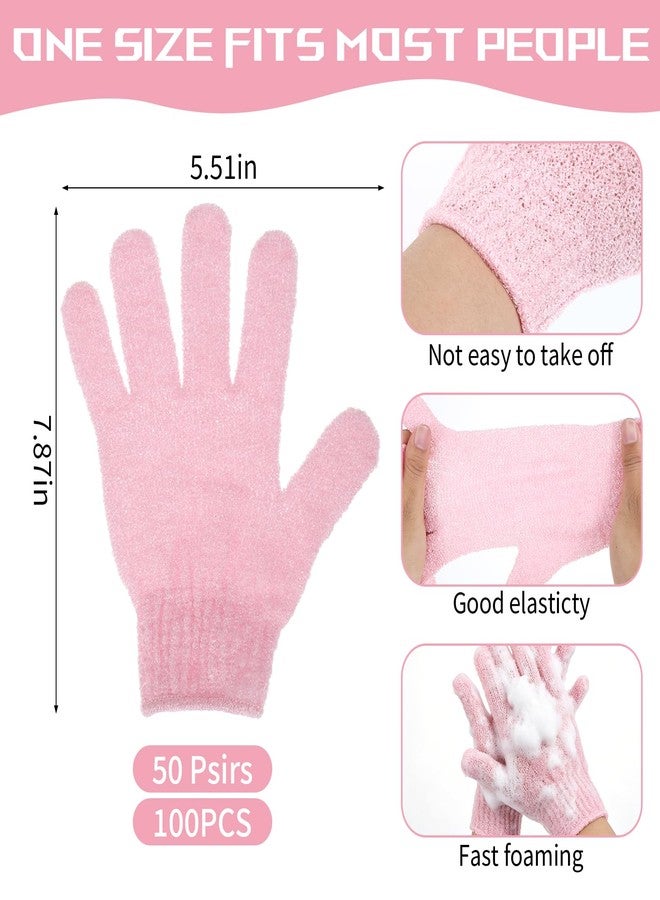 Rainmae 50 Pairs Exfoliating Gloves for Body Bulk, Double Sided Bath Scrub Gloves for Shower, Body Exfoliator Mitt for Spa, Dead Skin Remover for Men Women (Pink) - Image 2
