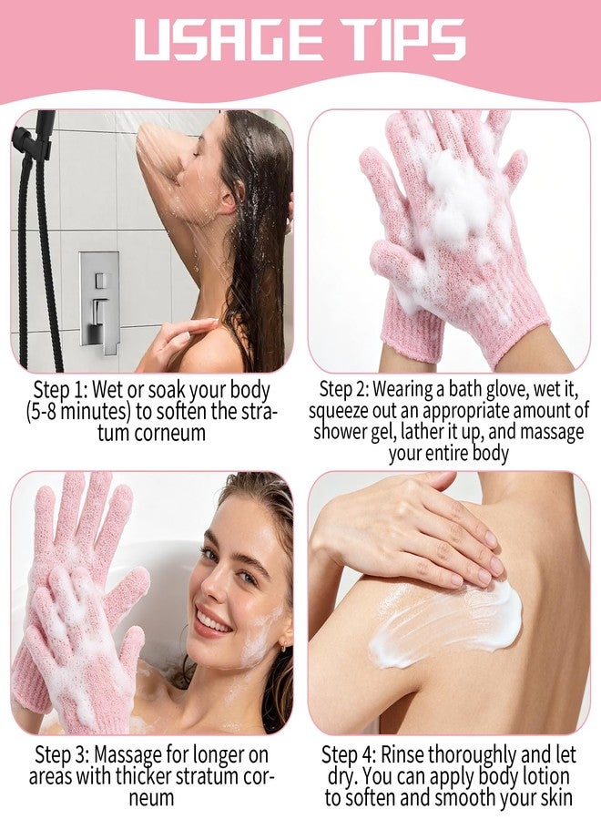 Rainmae 50 Pairs Exfoliating Gloves for Body Bulk, Double Sided Bath Scrub Gloves for Shower, Body Exfoliator Mitt for Spa, Dead Skin Remover for Men Women (Pink) - Image 4
