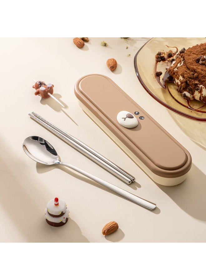 GRASEY Guangyi Cartoon Portable Cutlery Set 304 Stainless Steel Spoon And Chopsticks Three-piece Set Student Take-out Gy1340 - Image 1