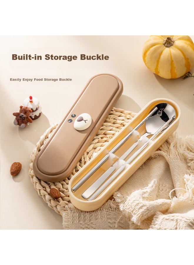 GRASEY Guangyi Cartoon Portable Cutlery Set 304 Stainless Steel Spoon And Chopsticks Three-piece Set Student Take-out Gy1340 - Image 2
