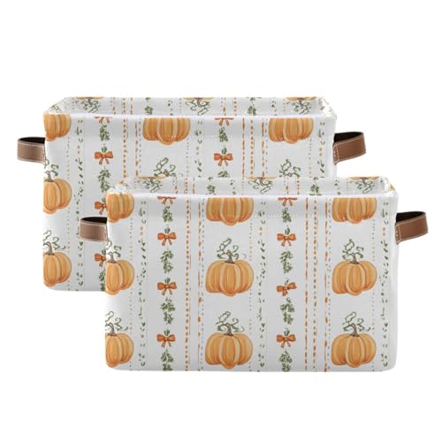 senya Thanksgiving Day Storage Basket Pumpkin Bow Pattern Foldable Fabric Collapsible Storage Bins Organizer Bag for Clothes - Image 3