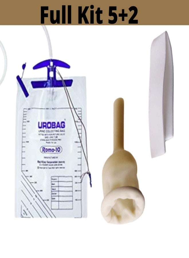 Alpha Basics 5pcs Male Urinal External Catcher 25mm (Med) with 2 Urine Night Bag (2+5 Kit), Beige - Image 3