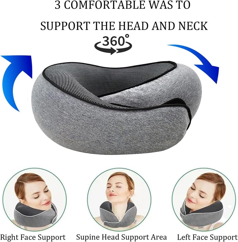 Eworld Wander Plus Travel Pillow – 360° Comfort Memory Foam Neck Pillow, Breathable & Lightweight U-Shaped Pillow for Airplane, Car, and Train Travel (Grey) - Image 3