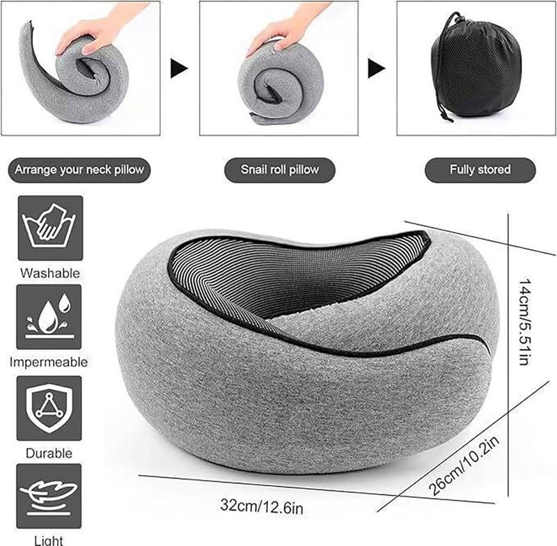 Eworld Wander Plus Travel Pillow – 360° Comfort Memory Foam Neck Pillow, Breathable & Lightweight U-Shaped Pillow for Airplane, Car, and Train Travel (Grey) - Image 2