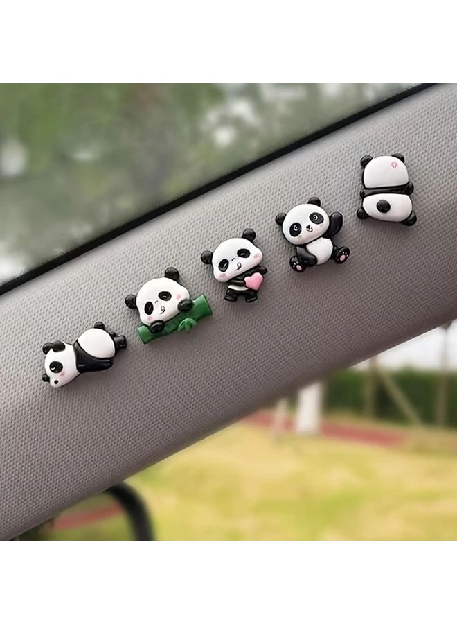 5Pcs Adorable Panda Car Ornaments Resin Cartoon Design Heart Bow Details One Size - Image 3