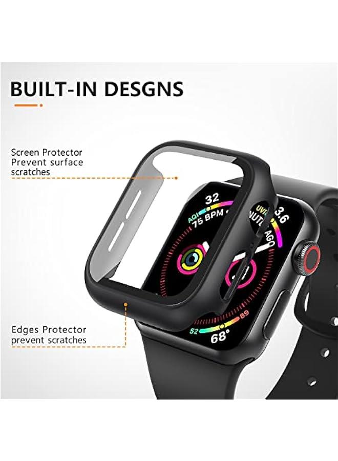 3 Pack Case for Apple Watch Series 9 Series 8 Series 7 41mm Hard PC Case with Tempered Glass Screen Protector Waterproof Anti-Scratch HD Ultra-Thin Full Protective Cover for iWatch 41mm (Black)