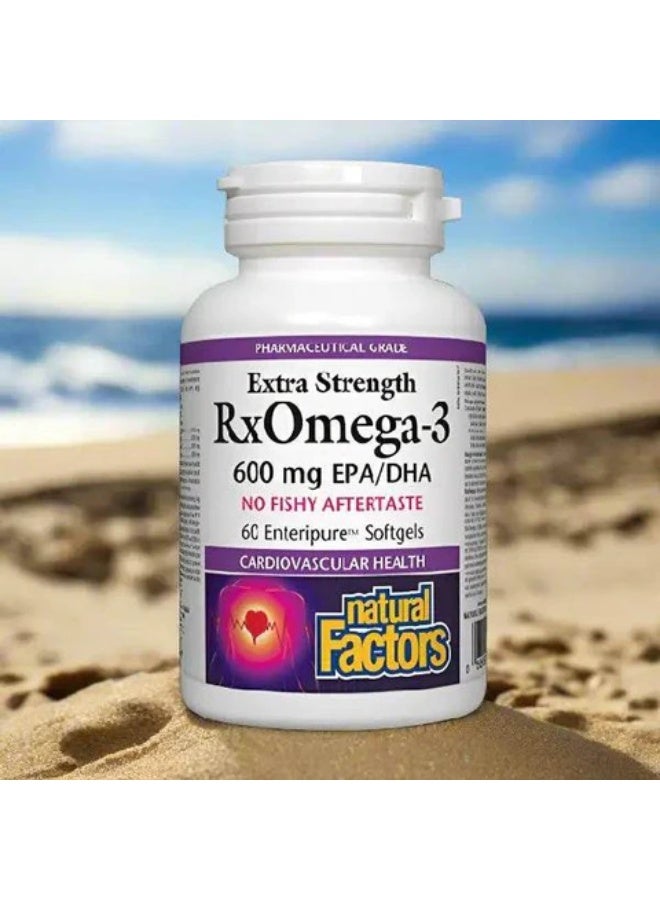 ناتشورال فاكتورز آر إكس أوميغا-3، مكمل غذائي، 60 كبسولة هلامية، 600 ملغ من حمض إيكوسابنتاينويك/حمض دوكوساهيكسانويك