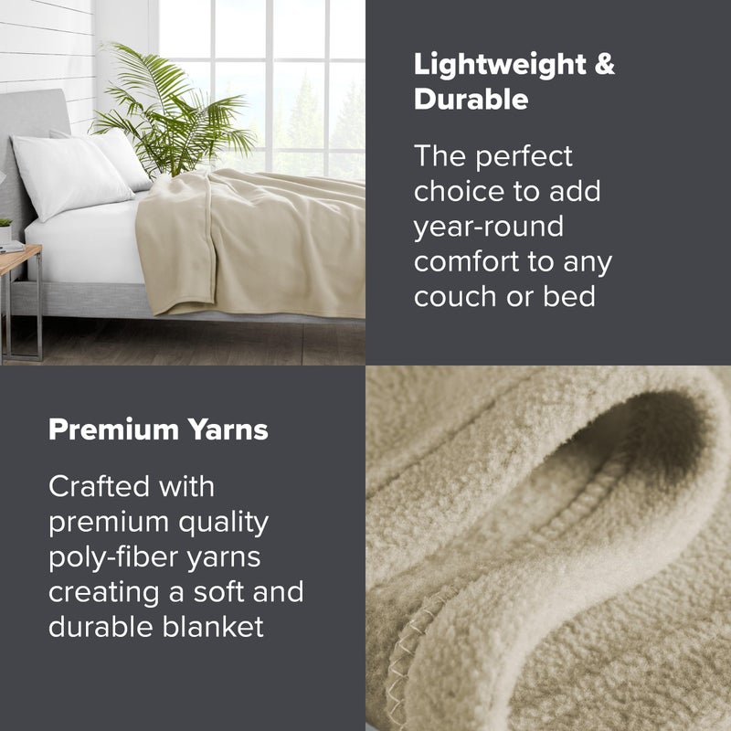Bare Home Polar Fleece Blanket - King Blanket - Oyster - Warm & Cozy - Premium Fleece Blanket - Blanket for Bed, Sofa, Camping, Travel and Cold Nights - Lightweight Blanket (King, Oyster) - Image 3