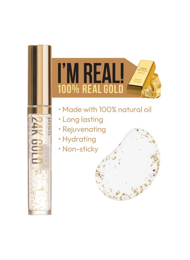 kiss new york Kiss New York 3 PACK Lip Oil Gloss, Hydrating Non-Sticky Lip Oil, 100% Natural Oil Clear Lip Gloss, Lightweight Lip Moisturizer (Gold & Honey & Coconut)  - Image 2