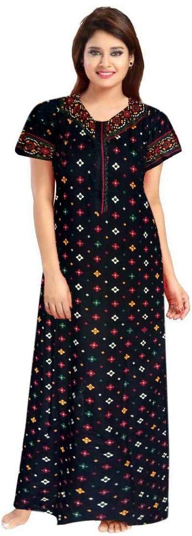 Keyocean Women's Cotton Printed Nighty Night Gown Maxi Free Size (Pack of 2) Black & Brown - Image 5