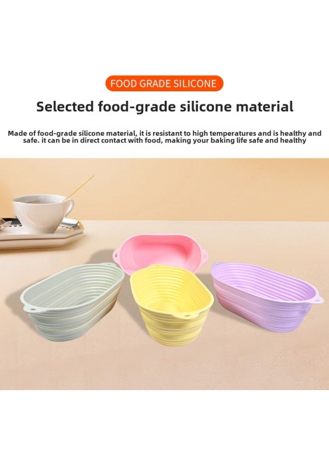 Generic - Explosion Silicone Bread Fermentation Bowl Food Grade High Temperature Resistant Toast Cake Container Bread Fermentation Basket-Specifications:Grey-Capacity:Oval - Image 1
