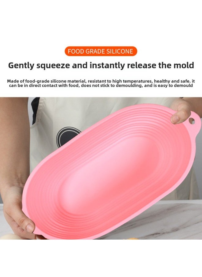 Generic - Explosion Silicone Bread Fermentation Bowl Food Grade High Temperature Resistant Toast Cake Container Bread Fermentation Basket-Specifications:Grey-Capacity:Oval - Image 1