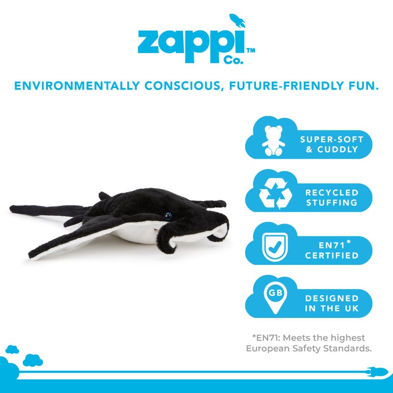 Zappi Co Plush Children's Stuffed Soft Cuddly Plush Toy-Part of Safari Animals Collection, Perfect for Kids (33cm Depth)(Manta Ray) - Image 2