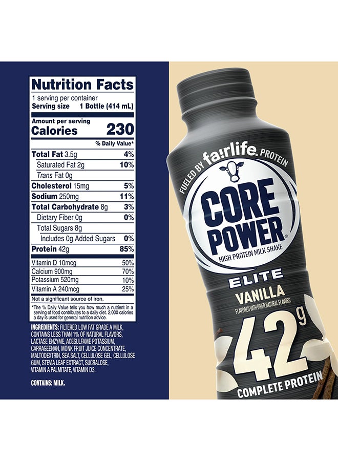 Fairlife Core Power High Protein Milk Shake Elite Vanilla 414Ml, With 42G Protein, 1X12 Pack - Image 4
