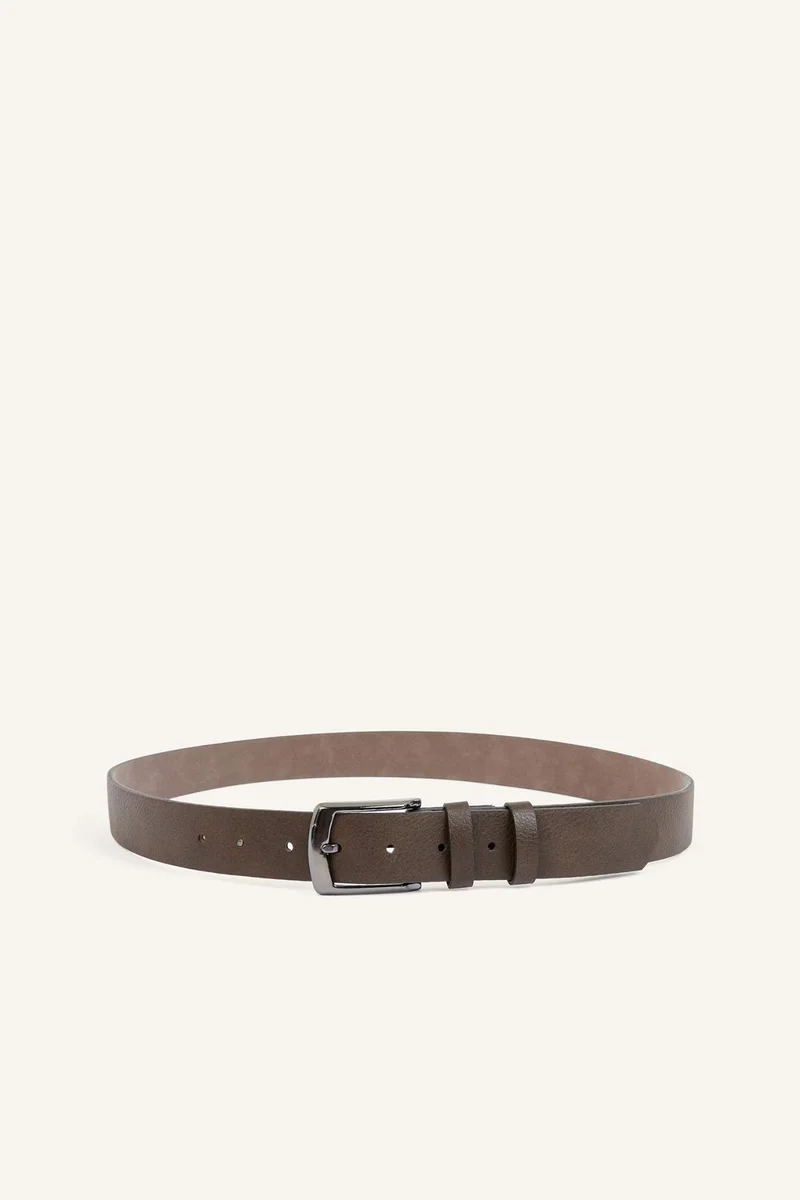Man Rectangle Clasp Faux Leather