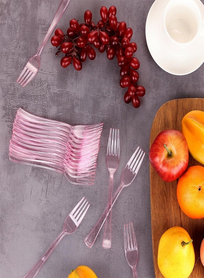 Tinsky 100 قطعة شوكات بلاستيكية وردية disposable قوية شوكات أدوات مائدة بلاستيكية بالجملة أدوات مائدة للاحتفالات أعياد الميلاد حفلات الزفاف الاستخدام اليومي - Image 3