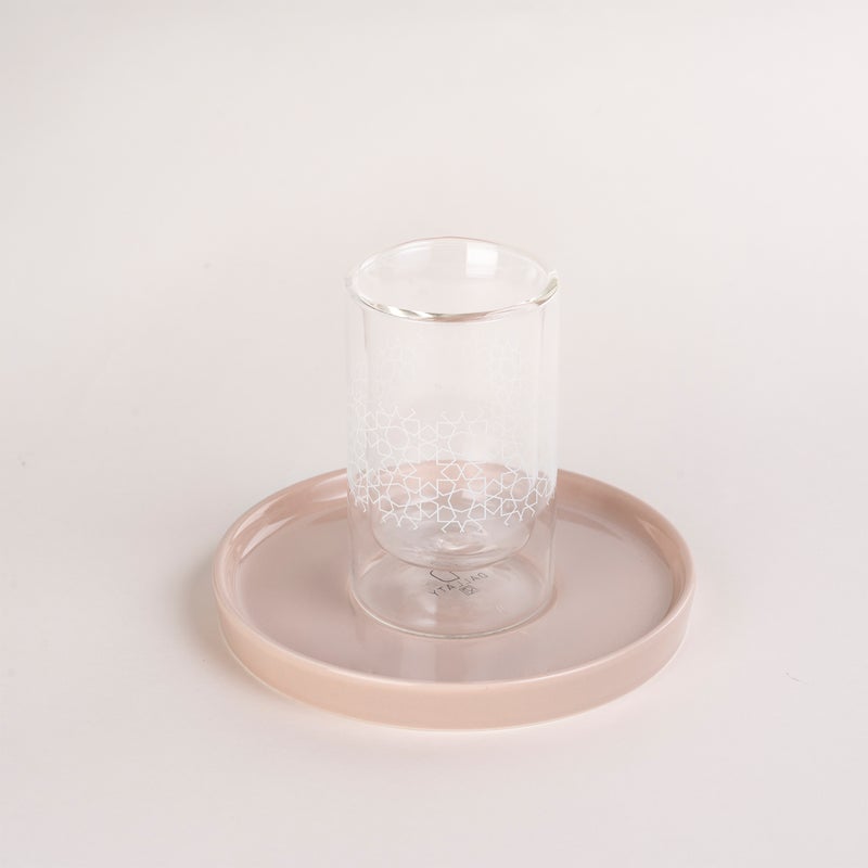 Dallaty beige glass and porcelain Tea and coffee cups set 18 pcs - Image 3