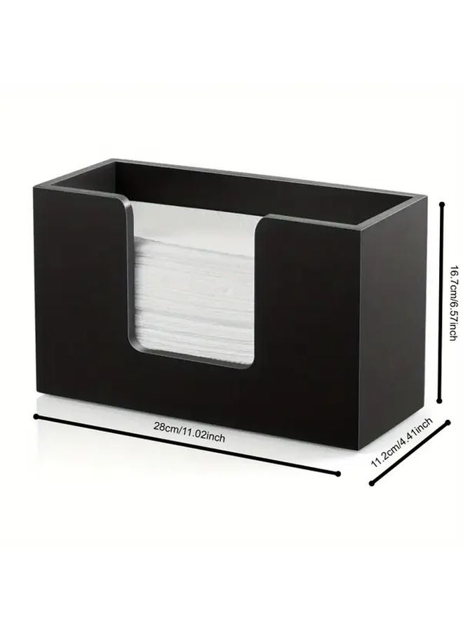Modern Minimalist Black Wooden Tissue Box Holder Recycled Wood Countertop Organizer - Image 4