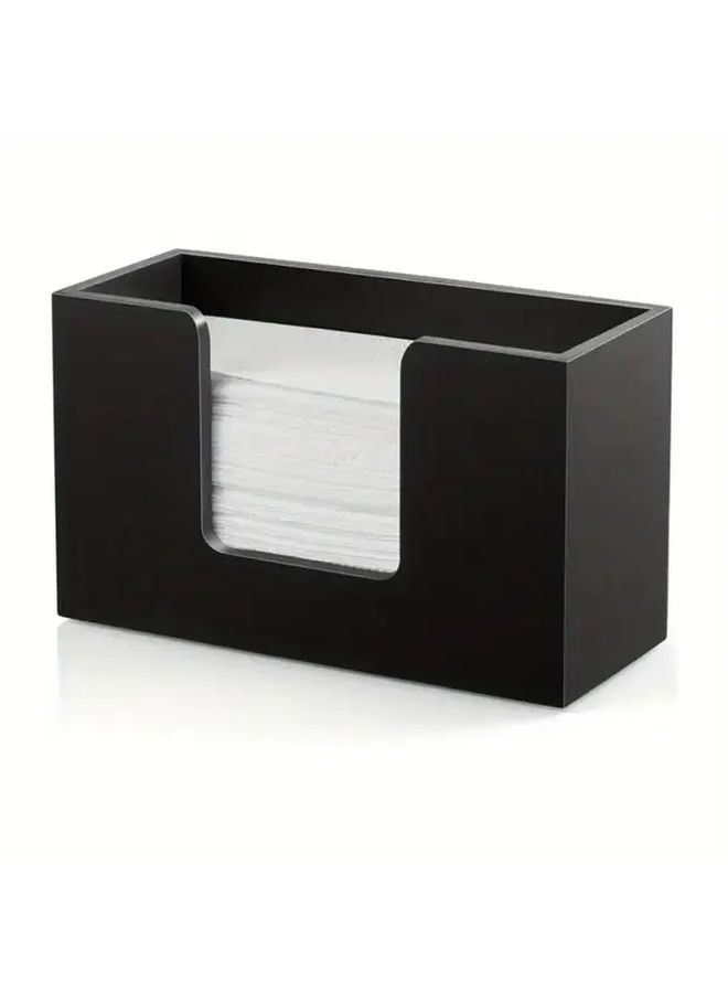 Modern Minimalist Black Wooden Tissue Box Holder Recycled Wood Countertop Organizer - Image 1