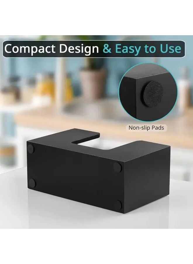 Modern Minimalist Black Wooden Tissue Box Holder Recycled Wood Countertop Organizer - Image 5