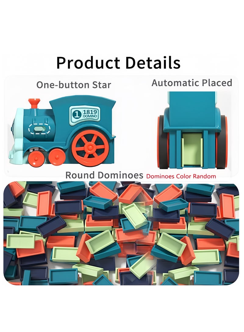 Automatic Domino Train Toy Set,  Blocks Set, Kids Domino Train with 100 pcs Colorful Blocks and Simulated Train Sound, Automatic Laying Domino Brick Colorful Dominoes Blocks Game Educational DIY Toy Gift - Image 2