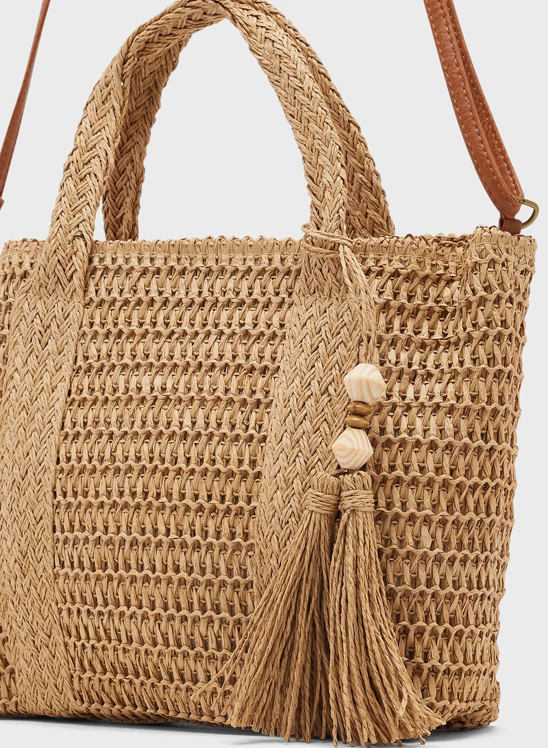 Ginger Raffia Woven Tote