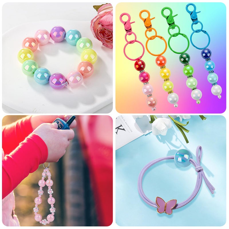 Funtopia 232pcs Beads for Pens, Funtopia Acrylic Focal Beads for Beadable Pens, 16mm Rainbow Chunky Bubblegum Bead with Rondelle Spacer Bead for Keychains DIY Craft Bracelets - Image 4