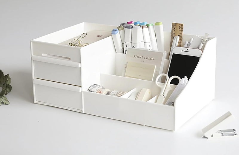 Recluse Premium Office Desk Organizer with Drawers | Stylish Multi-Compartment Storage for Pens, Files, Stationery & Accessories | Durable, Space-Saving Desktop Organizer for Home & Workspace (White) - Image 5