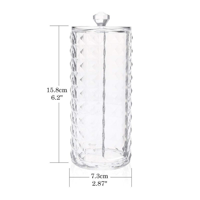 Luxspire Acrylic Makeup Cotton Round Holder, Clear Diamond Pattern Cotton Pads Organizer Container Display Stand Cosmetic Makeup Storage Box with Lid - Clear - Image 5